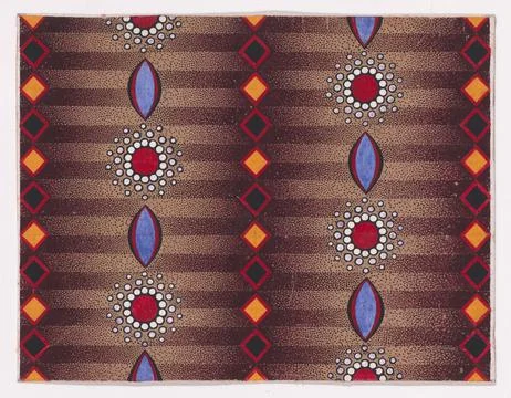 Textile Design with Vertical Strips of Alternating Lens-Shapes and Circles .. Stock Photos