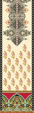 Textile digital design motif pattern decor border Mughal paisley abstract s.. Stock Illustration