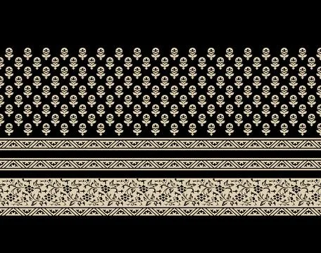 Textile digital design set of damask motif border wallpaper frame for women.. Stock Illustration