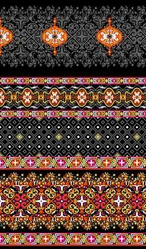 Textile Digital front back motif Design.Set of damask Mughal paisley Abstra.. Stock Illustration