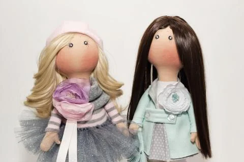 Textile dolls handmade Stock Photos