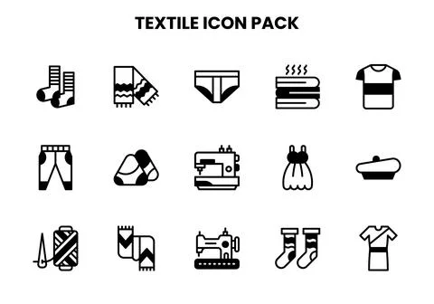 Textile DuoTone Bundle Icons Pack Stock Illustration
