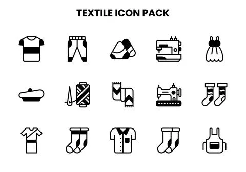 Textile DuoTone Graphics Icons Pack Stock Illustration