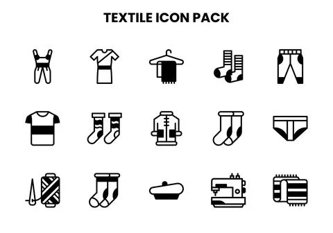 Textile DuoTone Set Icons Pack Stock Illustration