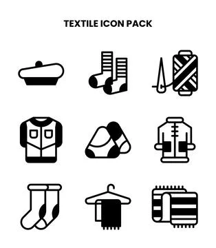 Textile DuoTone Vector Icons Pack Stock Illustration