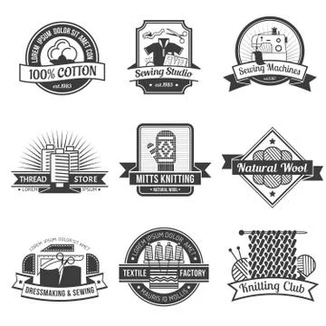 Textile emblem set Stock Illustration