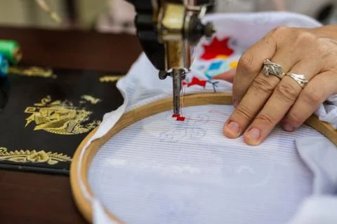 Textile embroidery machine Stock Photos