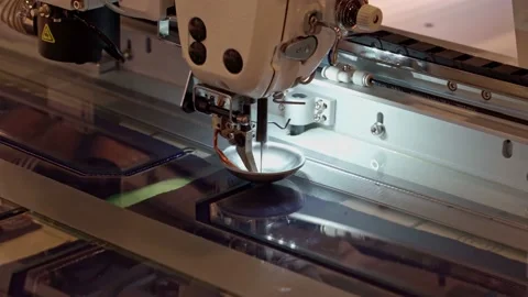 Textile equipment. Template machine with a large sewing area. Making a pocket Stock Footage 171864759