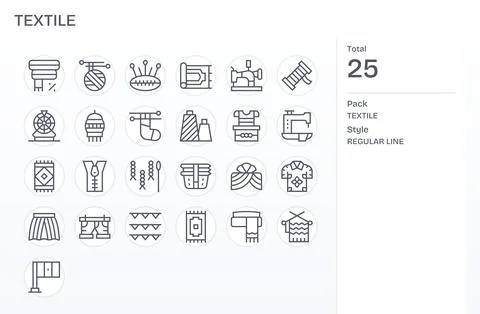 Textile Exclusive Vector Set featuring 25 Regular Line Pixel Aligned 256x25.. 스톡 일러스트