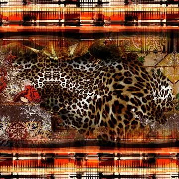 Textile Fabric Print Pattern, Cushion Designs, Dress Pattern Design, Leopard, Ca Stock Illustration