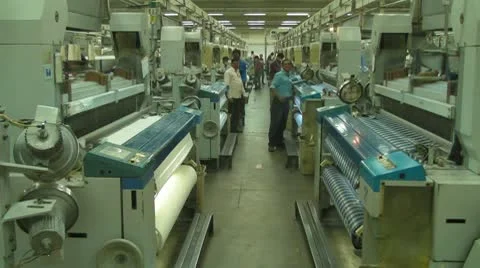 Textile Factory Cross Threading Machines Stock Footage 10698862