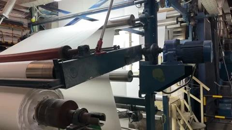 Textile Factory Machine Producing Fabric in Industrial Manufacturing Plant Video stock 329272347
