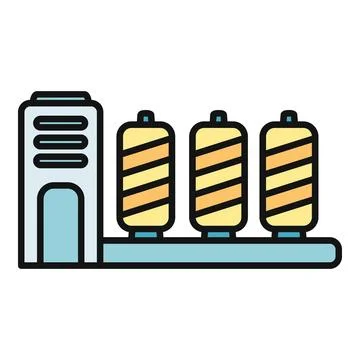 Textile factory producing spools of thread icon Stock Illustration