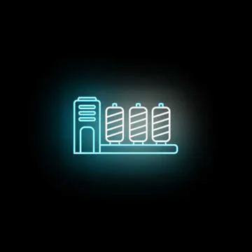 Textile factory producing threads and spools neon icon Ilustración de archivo