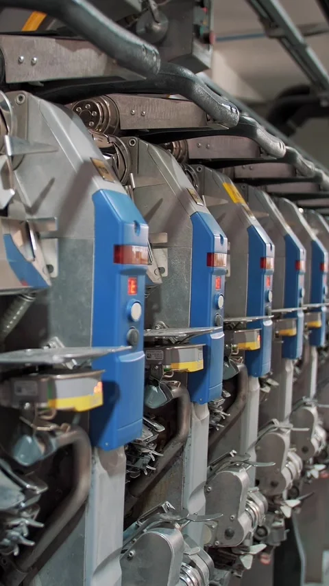 Textile factory. Spinning production. Threads production. Yarn making processes. Stock Footage 318248118