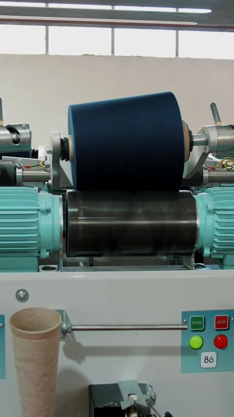 Textile factory. Spinning production. Threads production. Yarn making processes. Stock Footage 318683822