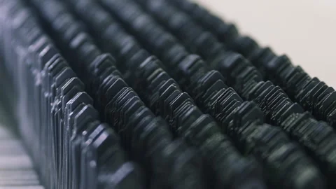 Textile Factory. Weaving. Close-Up Shot Of Automated Weaving Machine Parts Stock Footage 263462022