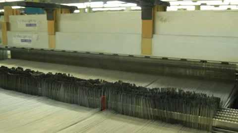 Textile factory. Working machine Stock Footage 62524584