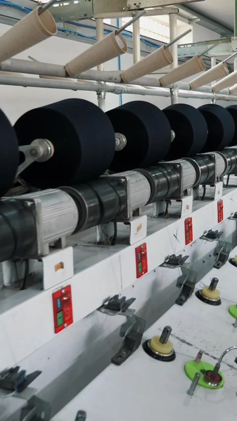 Textile factory. Yarn making processes. Threads production. Spinning production. Stock Footage 315565331
