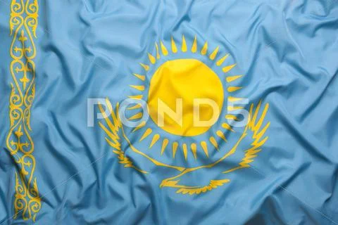 Textile flag of Kazakhstan Stock Photos