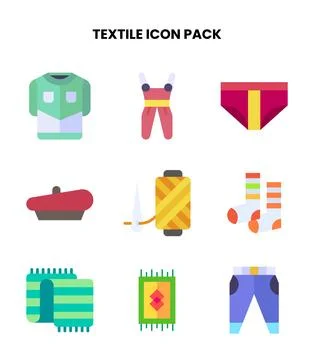 Textile Flat Bundle Icons Pack Illustrazione stock