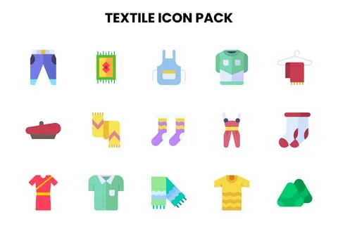 Textile Flat Bundle Icons Pack 스톡 일러스트
