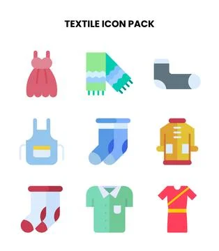 Textile Flat Bundle Icons Pack Stock Illustration