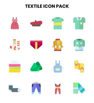 Textile Flat Collection Icons Pack Stockillustratie