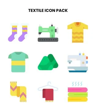 Textile Flat Vector Icons Pack 스톡 일러스트