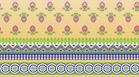 Textile flower border pattern on muster background イラスト素材