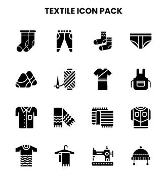 Textile Glyph Design Icons Pack Stock Illustration