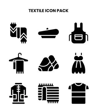 Textile Glyph Vector Icons Pack Stock-Illustration