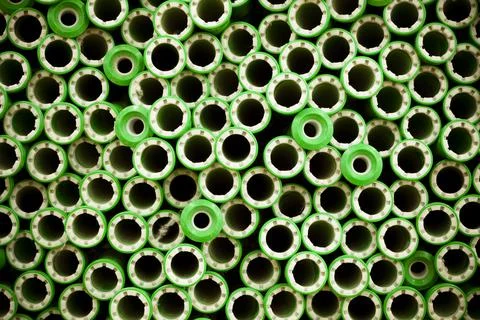 Textile Industry - Empty Spools Stack Stock Photos