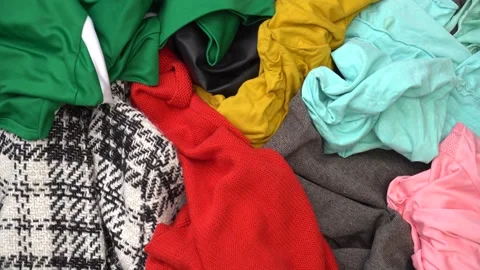 The textile industry generates of waste. Fast fashion problems Stock Footage 281699626
