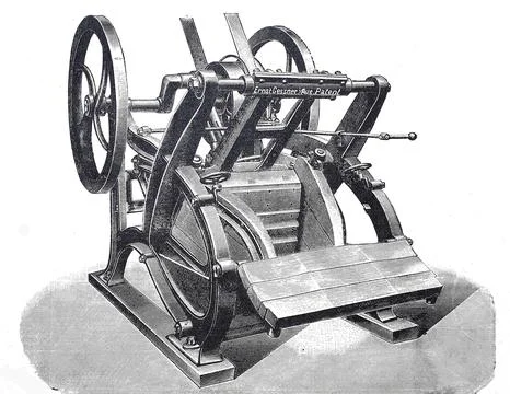 Textile industry hammer mill by E Gessner around 1890 machine for processing Stock Illustration