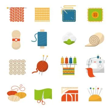Textile Industry Icons Stock Illustration