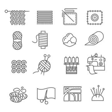 Textile Industry Icons Set Stock Illustration