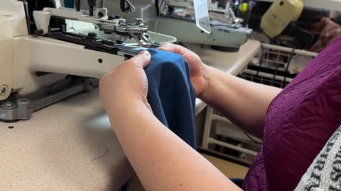 Textile industry. Loops and buttons. Industrial sewing equipment. Fastening Video stock 296074682