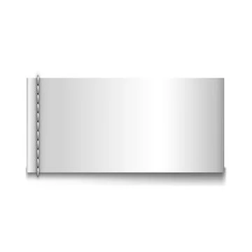 Textile label. Horizontal template of cotton tape, white with seam stitches on Stock Illustration