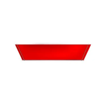 Textile label template. Horizontal red textile tag with decorative stitching Stock Illustration