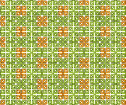 Textile leaf pattern green orange Illustrazione stock