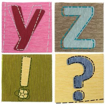 Textile letters collection Stock Photos