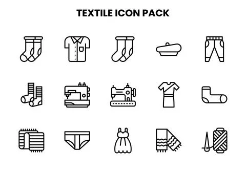 Textile Line Icons Pack 스톡 일러스트
