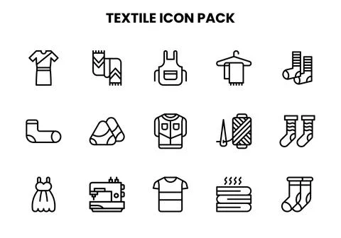 Textile Line Vector Icons Pack Stock Illustration
