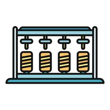 Textile machine producing thread spools for manufacturing industry Stock Illustration