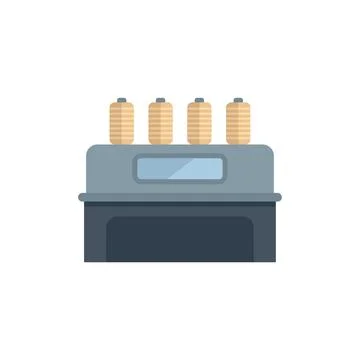 Textile machine working with thread spools icon Stock Illustration