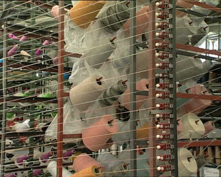 TEXTILE MACHINERY bobbin threads zoom in Video stock 25053183