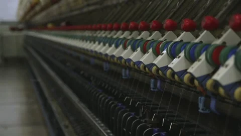 Textile Machinery, Spinning Thread, Large Industrial Textiles, Fast Stock Footage 248413857