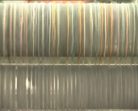 Textile machinery threads extreme closeup Video stock 25052957