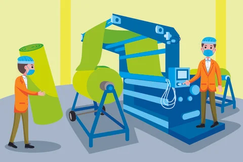 Textile Machinery Worker Profession Profession Stock Illustration